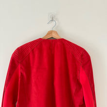 Load image into Gallery viewer, Elie Tahari Lamb Suede Asymmetrical Zip Moto Jacket Red L
