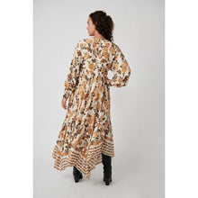 Load image into Gallery viewer, Free People Rows Of Roses V-Neck Long Sleeve Maxi Dress Cream Yellow L
