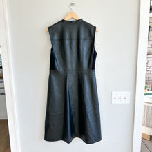Load image into Gallery viewer, BCBGMaxAzria Faux Leather A-Line Sleeveless Shirt Dress Black L
