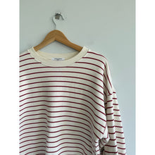 Load image into Gallery viewer, Perfectwhitetee Niall Striped French Terry 3/4 Sleeve Sweatshirt Red White S
