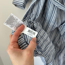 Load image into Gallery viewer, BCBGMAXAZRIA Jolee Cotton Striped One Shoulder 3/4 Sleeve Mini Dress Blue S
