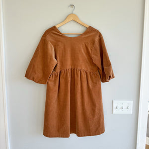 Everlane The Corduroy 3/4 Sleeve Mini Dress Camel Tan XS