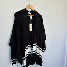 Load image into Gallery viewer, Elan Striped Cardigan Poncho Black White O/S NWT
