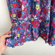 Load image into Gallery viewer, Summersalt The Tie Neck Floral Short Sleeve Mini Dress Blue/Red XS
