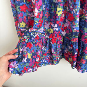 Summersalt The Tie Neck Floral Short Sleeve Mini Dress Blue/Red XS