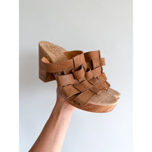 Load image into Gallery viewer, Kork-Ease Devon Woven Leather Embellished Open-Toe High Heels Brown 11M

