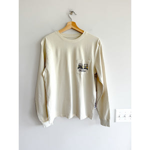 Chubbies The Saturday Driver Long Sleeve Pocket T-Shirt Cream S NWT