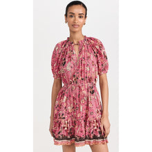 Load image into Gallery viewer, Ulla Johnson Sanna Floral Print Split Neck Mini Dress Pink 6
