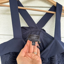 Load image into Gallery viewer, Banana Republic Bow Back Lace Sleeveless Shift Mini Dress Blue 4 NWT
