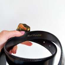 Load image into Gallery viewer, Vintage Karl Lagerfeld Paris Leather Logo Plate Buckle Adjustable Belt Black L
