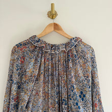 Load image into Gallery viewer, Free People Feeling Groovy Tiered Bell Sleeve Floral Casual Maxi Dress Blue S
