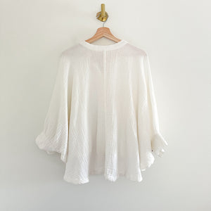 Free People Easy Does It Button Front Dolman Long Sleeve Blouse White M