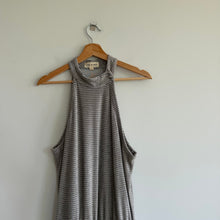 Load image into Gallery viewer, Anthropologie Cloth &amp; Stone Terry Cotton Striped Halter Neck Jumpsuit Grey L
