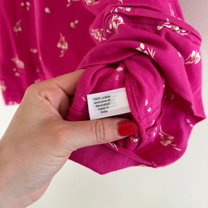 Lane Bryant Floral V-Neck Short Sleeve Blouse Pink 18 NEW
