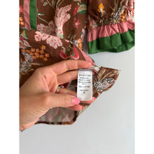 Load image into Gallery viewer, Entro Floral Ruffle Neck Puff Sleeve Blouse Brown Green Multi S
