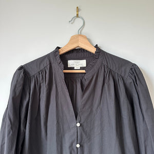Trovata Birds of Paradis Yulia Tiered Ruffle Neck Long Sleeve Shirt Dress Black