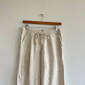 Allen Allen Linen Drawstring Waist Pants Cream XS