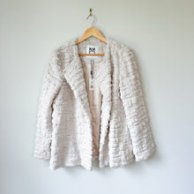 Load image into Gallery viewer, MILLY Sequin Fur Open-Front Long Sleeve Jacket Beige L NWT
