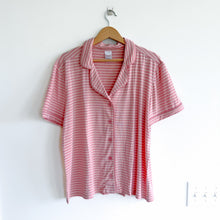 Load image into Gallery viewer, Hanna Andersson Striped Short Sleeve HannaSoft Pajama Top Pink L
