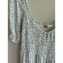 Load image into Gallery viewer, Abercrombie &amp; Fitch Floral Print Smocked Side Slit Midi Dress Blue XL

