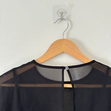 Load image into Gallery viewer, Wilfred Talmont Sheer Long Sleeve Chiffon Thong-Cut Bodysuit Black XS
