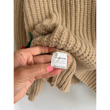 Load image into Gallery viewer, Cherry Embroidered Chunky Knit Crew Neck Pullover Sweater Brown M
