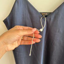 Load image into Gallery viewer, Quince Silk V-Neck Midi Dress Navy S NWT
