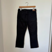 Load image into Gallery viewer, JOHNNY WAS Cropped Baby Boot Embroidered Stripe Raw Hem Jeans Black 29
