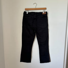 Load image into Gallery viewer, JOHNNY WAS Cropped Baby Boot Embroidered Stripe Raw Hem Jeans Black 29
