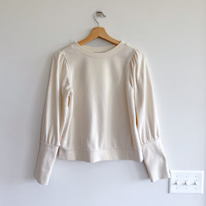 A New Day Puff Balloon Sleeve Pullover Sweatshirt Ivory XS
