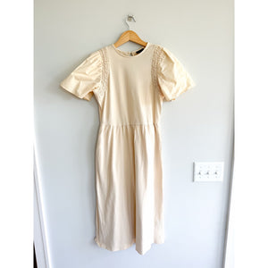 Who What Wear Angel Sleeve Smocked Knit Midi Dress Cream XS