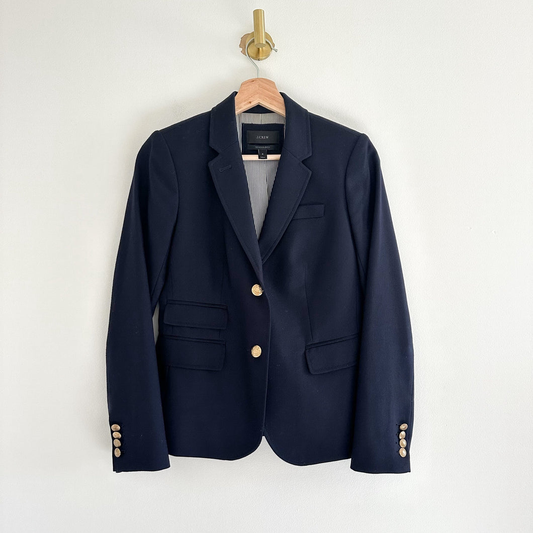 J. Crew Schoolboy Classic Wool Notch-Lapel Blazer Navy Blue 0