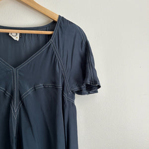 Anthropologie Akemi + Kin Bari V-Neck Side Slit Tunic Dress Blue XS