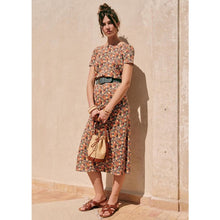 Load image into Gallery viewer, Sézane Robe Luce Floral Print Short Sleeve Maxi T-Shirt Dress Red Blue L NWT
