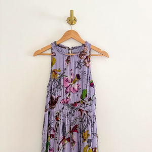 Anthropologie Hermia Floral Print Sleeveless Blouson Midi Dress Purple 6P