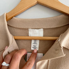 Load image into Gallery viewer, H&amp;M Short Sleeve Button Up Cardigan Sweater Beige Gold XL NWT
