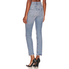 Load image into Gallery viewer, Agolde Riley Long Button-Fly High Rise Denim Straight Jeans Blue 26
