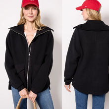 Load image into Gallery viewer, VARLEY Eleanor Patch Pocket Fleece Oversized Zip Up Jacket Black L NWT
