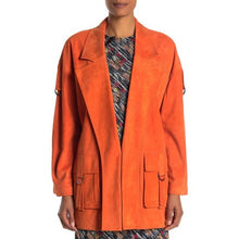 Load image into Gallery viewer, ST. JOHN Silken Suede Slouchy Strap Sleeve Jacket Soft Sienna Orange NWT
