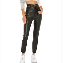 Load image into Gallery viewer, Superdown Chanice Buckle Faux Leather Pant Black L
