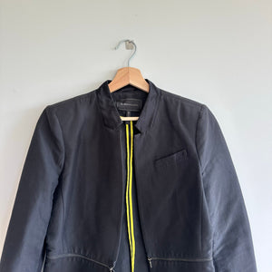BCBGMAXAZRIA Arelia Silk Blend Zip Waist A-Line Essential Jacket Black M