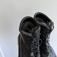 Load image into Gallery viewer, Robert Clergerie Fur Lining Leather Combat Lace Up Ankle Boots Black 8.5
