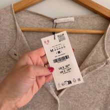 Load image into Gallery viewer, Zara Ribbed Knit Cropped Casual Button Front Cardigan Brown M NWT
