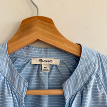 Load image into Gallery viewer, Madewell Striped Tie-Sleeve V-Neck Popover Blouse Blue XXS
