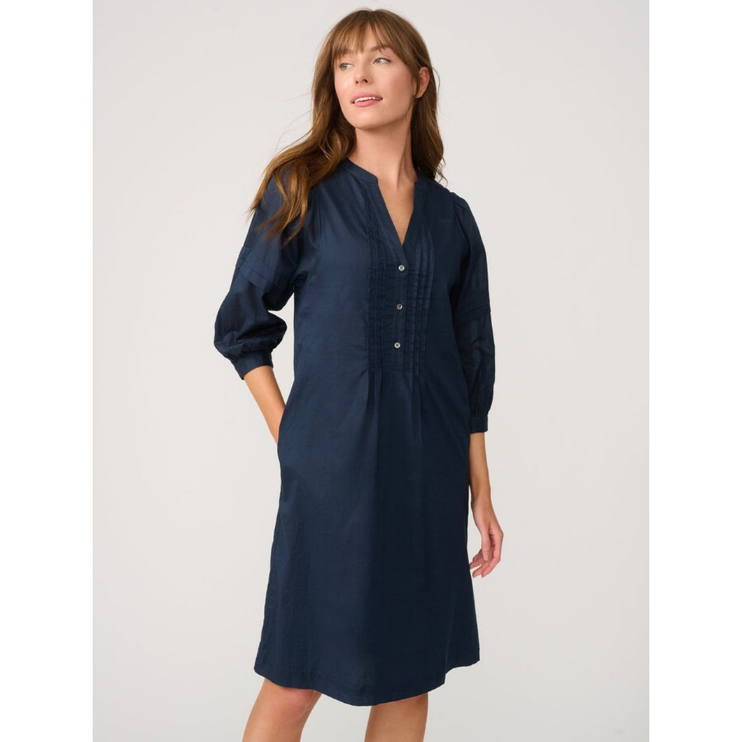 J. McLaughlin Sabina Knee Length 3/4 Sleeve Shirt Dress Blue L