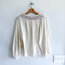 Load image into Gallery viewer, Madewell Superlight Jacquard Embroidered Smocked Blouse Cream S
