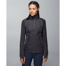 Load image into Gallery viewer, Lululemon Rebel Runner Jacket in Black / Wee Stripe Black Heathered Black 4
