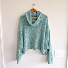 Load image into Gallery viewer, Free People Bff Loopy-Knit Cowl Neck Pullover Sweater Light Blue M
