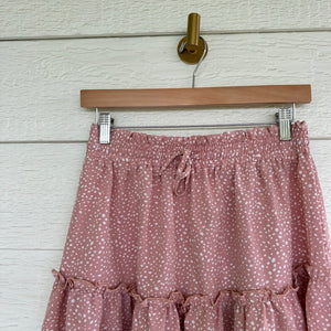 Alelly Ruffle Floral Print Mini Skirt Pink M NWT