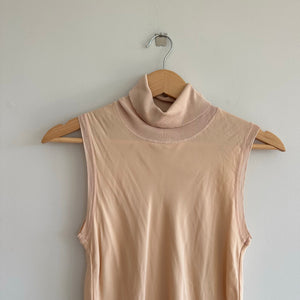 Theory Bias Silk Combo Turtleneck Sleeveless Top